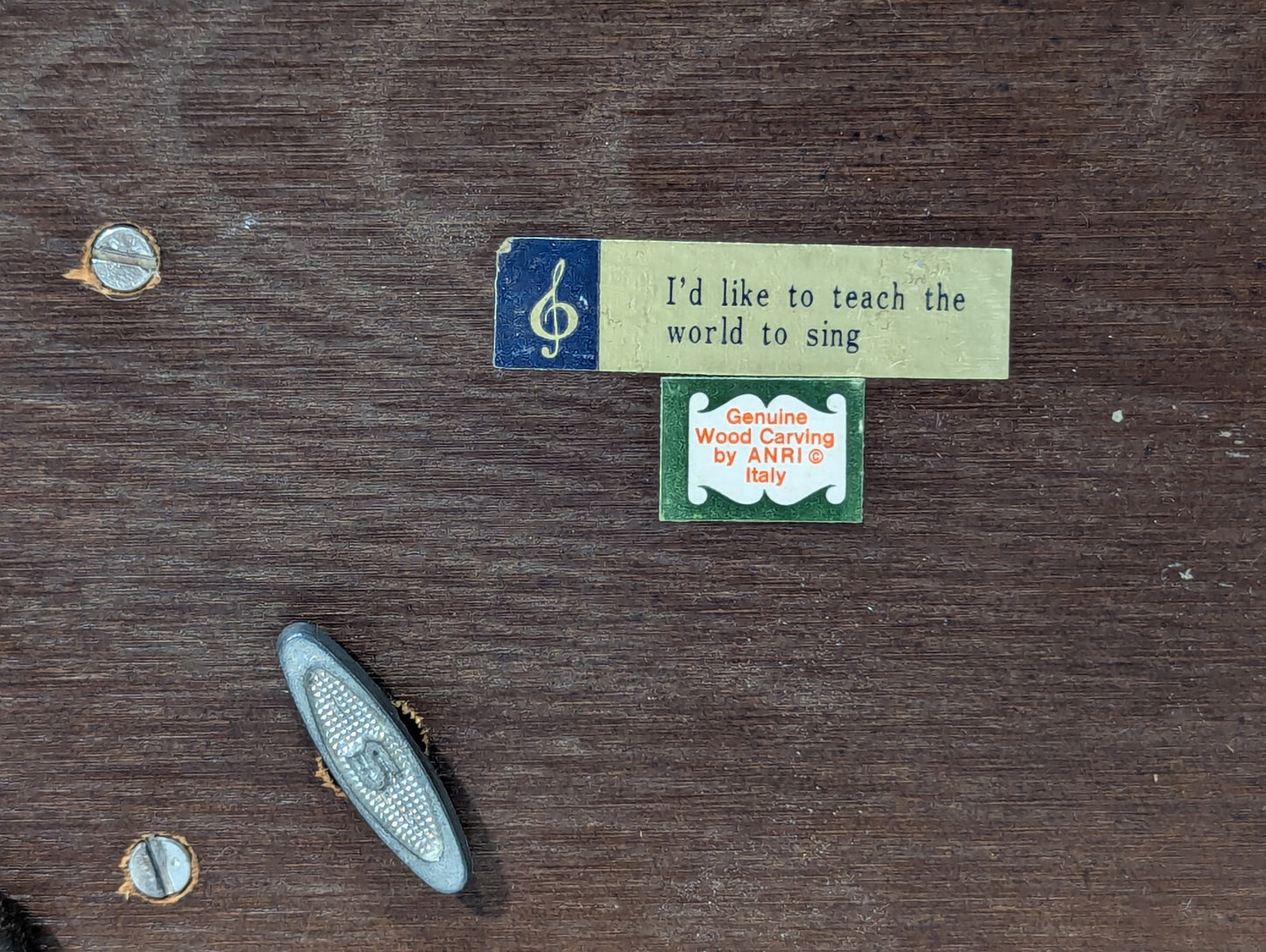 Vintage 70s "I'd Like To Teach The World To Sing" Musical Partridge Jewelry Box