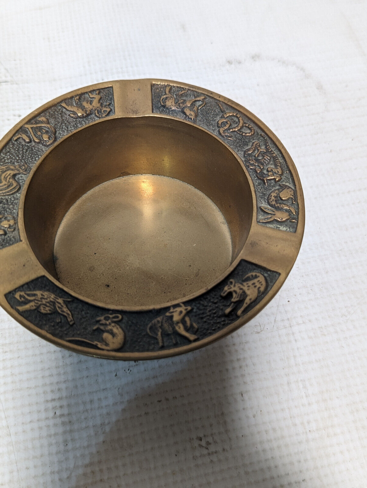 Vintage Korean Metal Ash Tray 4.5in Diameter 2in Tall