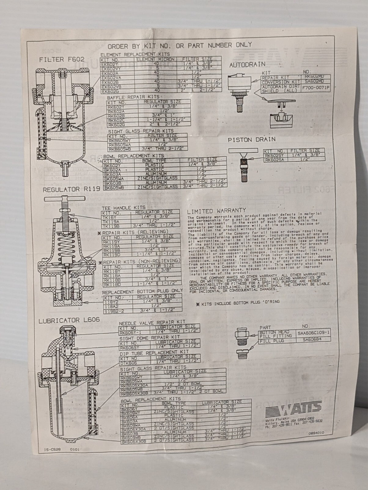 Watts L606-04W M9 Lubricator 250PSI 150 Degree Max Temp 1/2" NPT