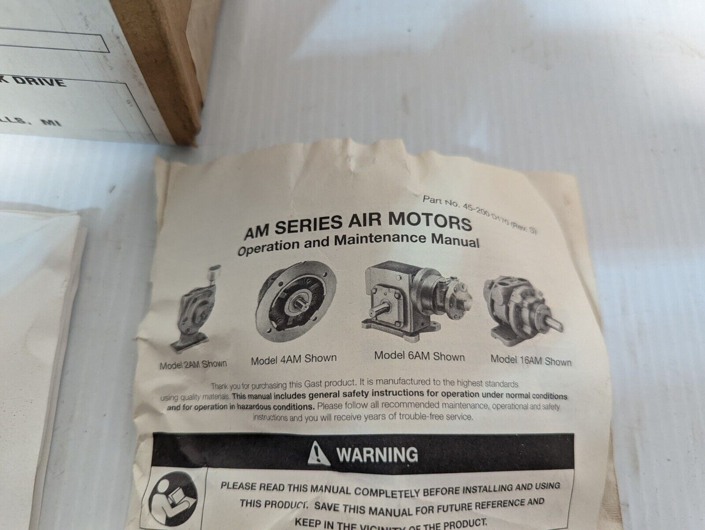 Gast 1UP-NRV-11 Lubricated Air Motor 81.22 PSI .42 HP .68Nm T - Free Shipping