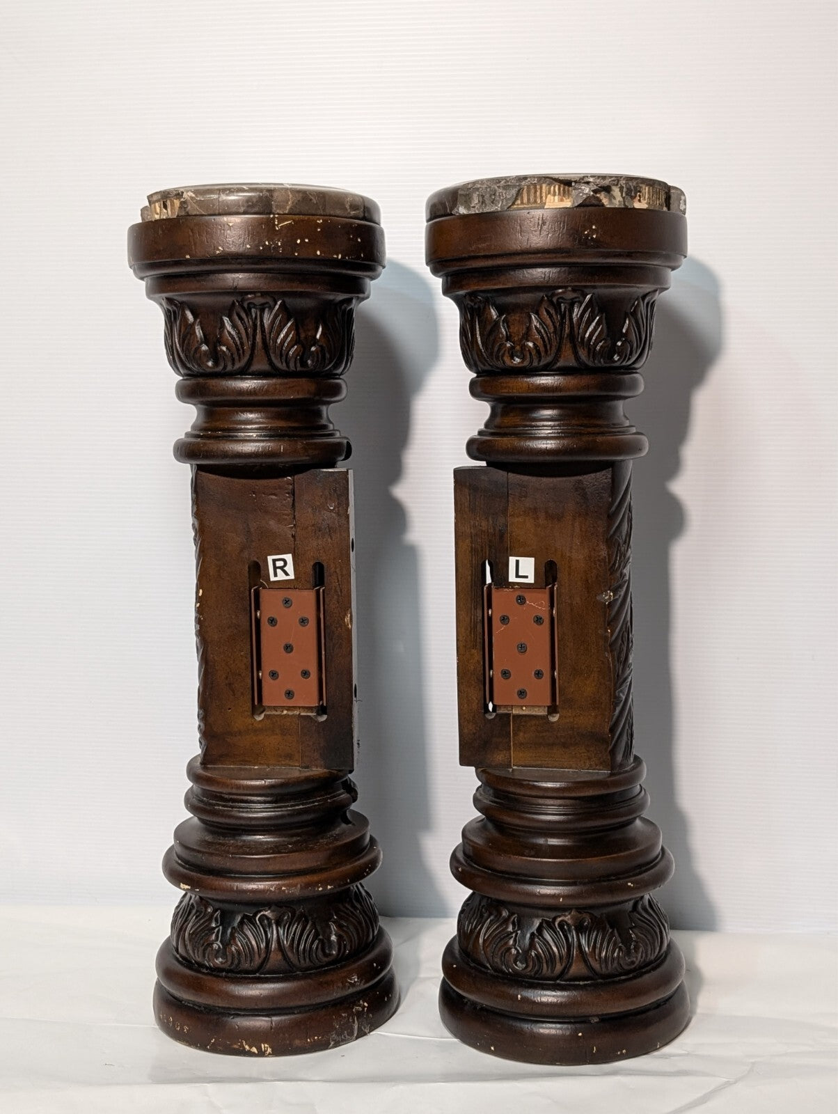 Vintage Pair of Carved Victorian Pedestals and Plant Stands