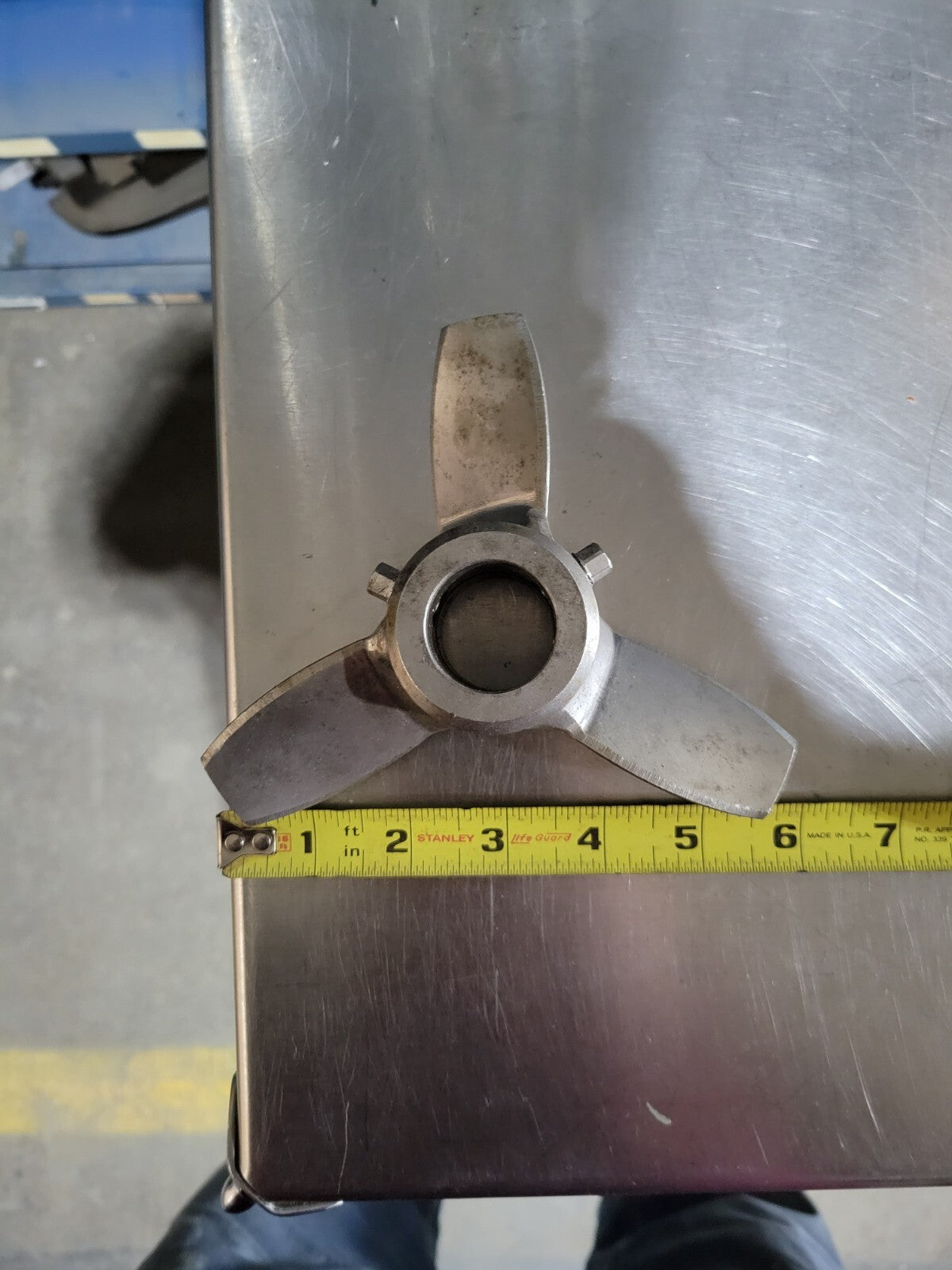 6" Mixing Propeller, 3 Blades, Steel, Two Set Screws with Square Heads