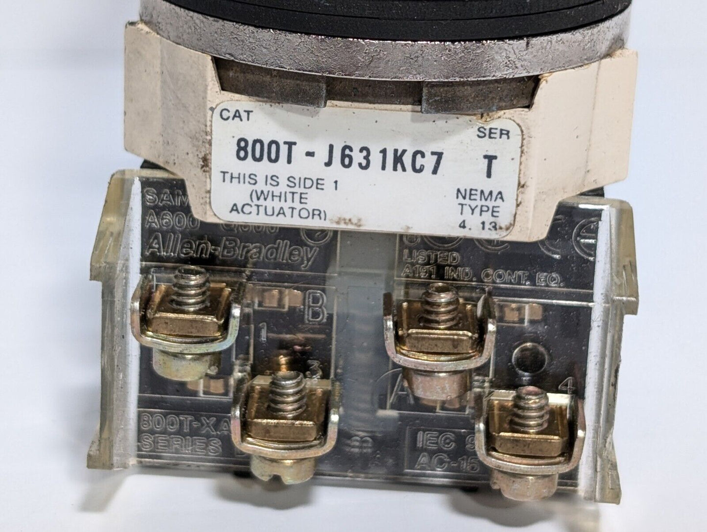 Allen Bradley 800T-J631KC7 Keyed 3 Position Selector Switch, Series T, 30mm