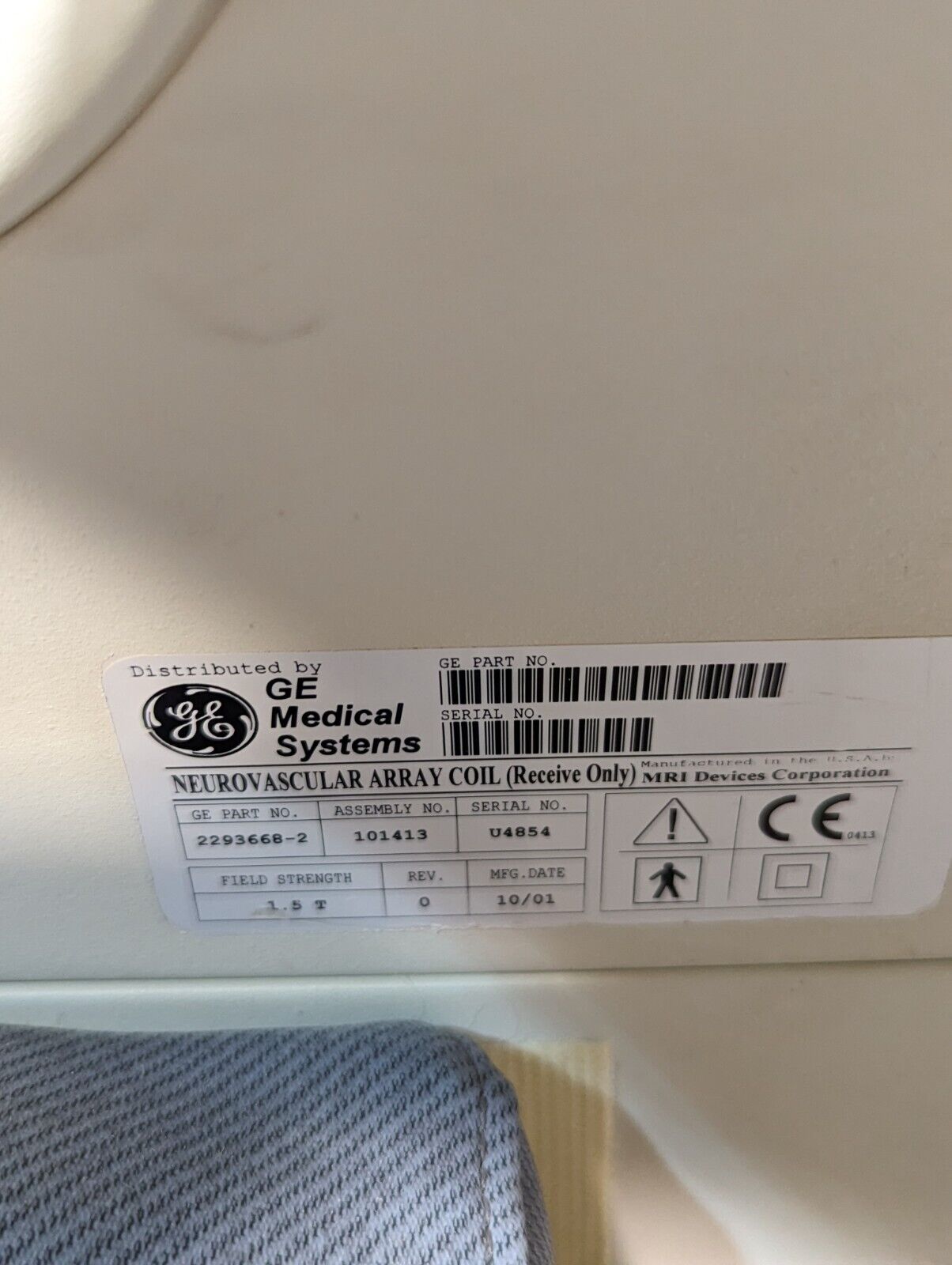 GE 2293668-2 Neurovascular Array Coil (Receive Only) MRI, 1.5T - Free Shipping