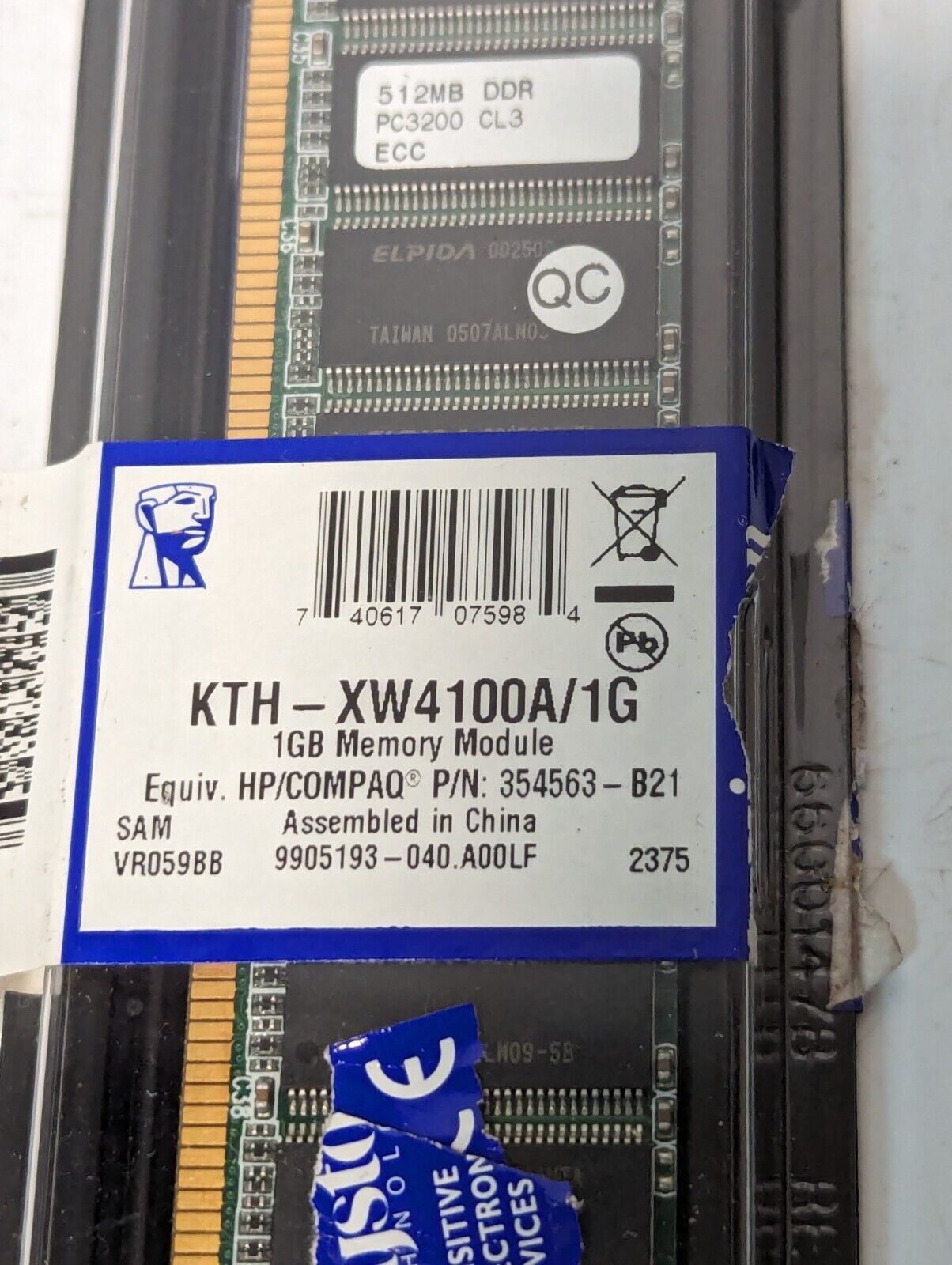HP/COMPAQ Compatible 354563 KTH-XW4100A/1G 1GB Memory Module - Free Shipping
