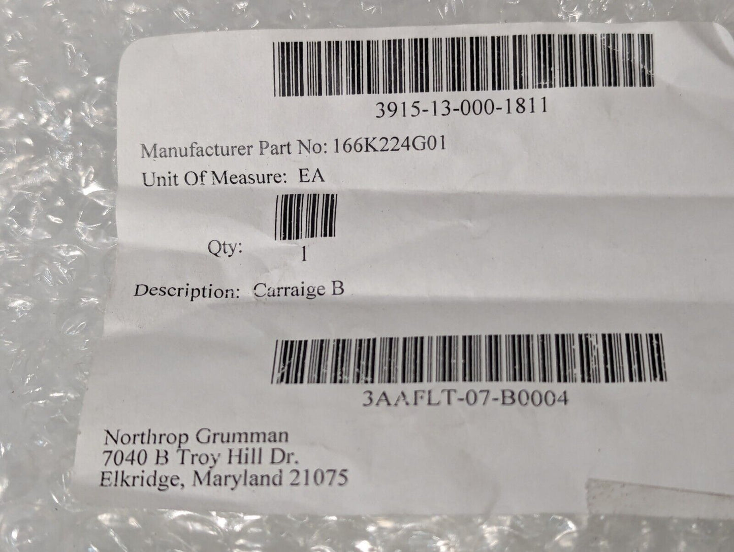 3915-13-000-1811 166K224G01 Carriage (B) - Free Shipping