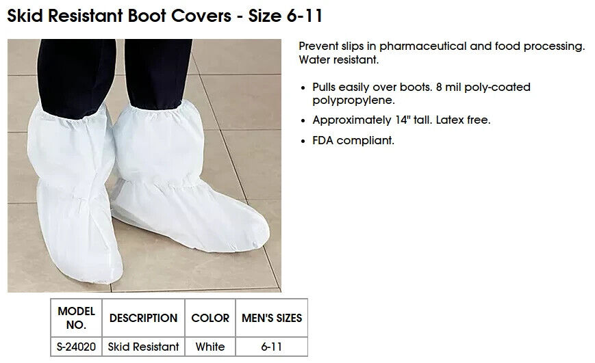 1 Box (Qty 150) Uline S-24020 Skid Resistant Boot Covers, Fit Size 6-11 Boots