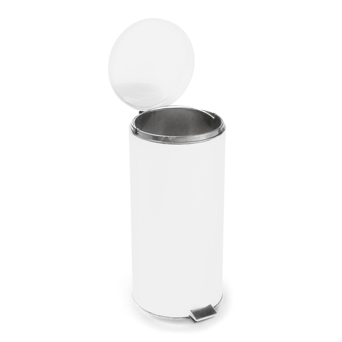 McKesson 81-45266 32-Quart Trash Can with Plastic Liner, Round White Steel Step