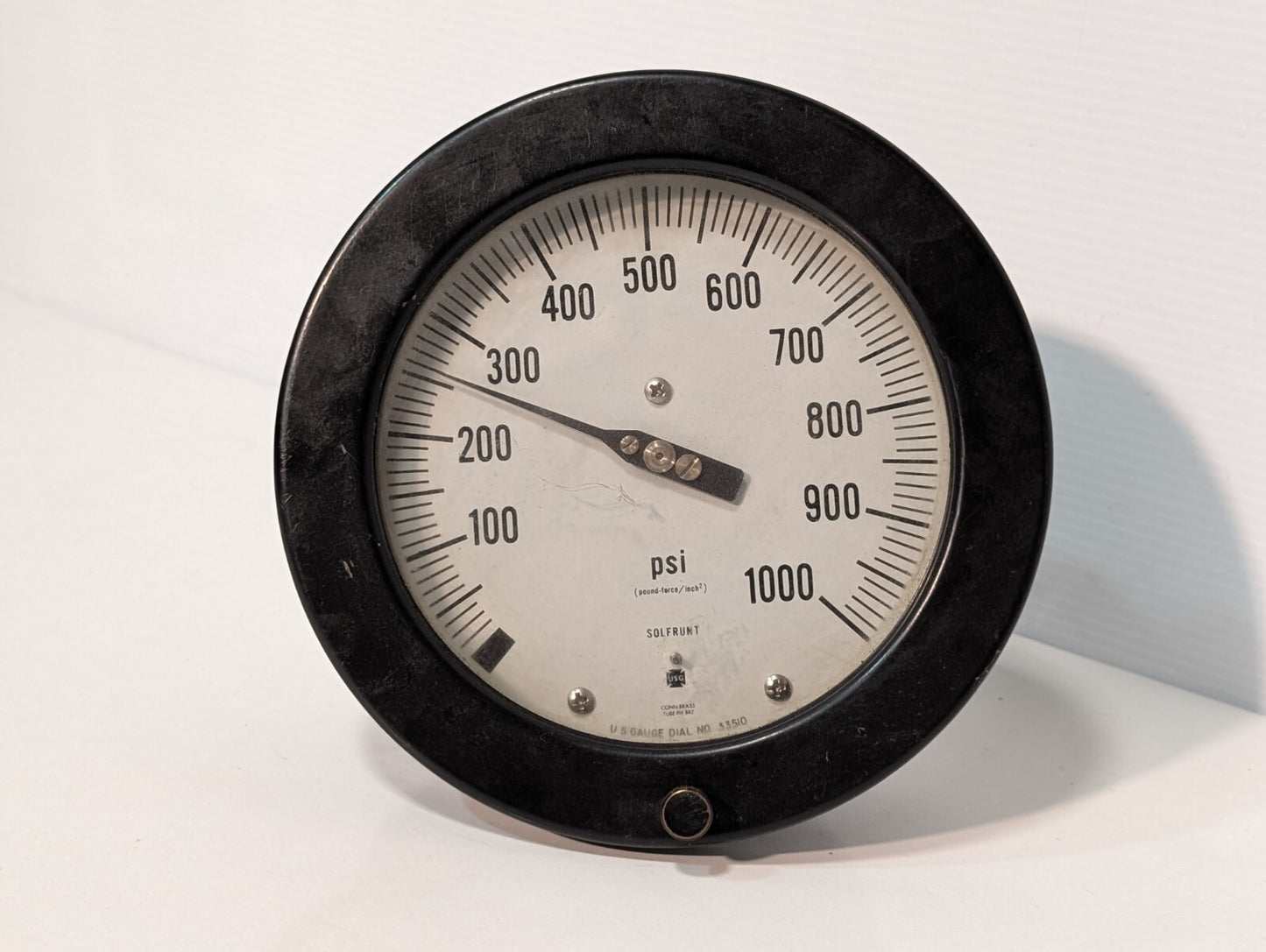 U.S. Gauge 33510 Solfrunt 1000 PSI Pressure Gauge, 5.75" Dial Face, 1/2" NPT