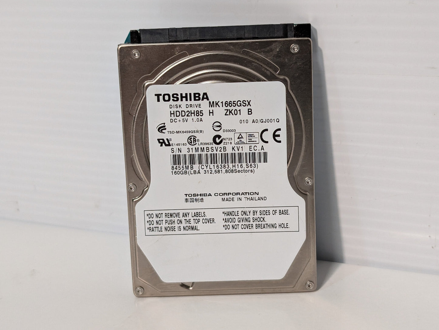Toshiba MK1665GSX 160GB SATA Computer Disk Drive Hard Drive HDD2H85