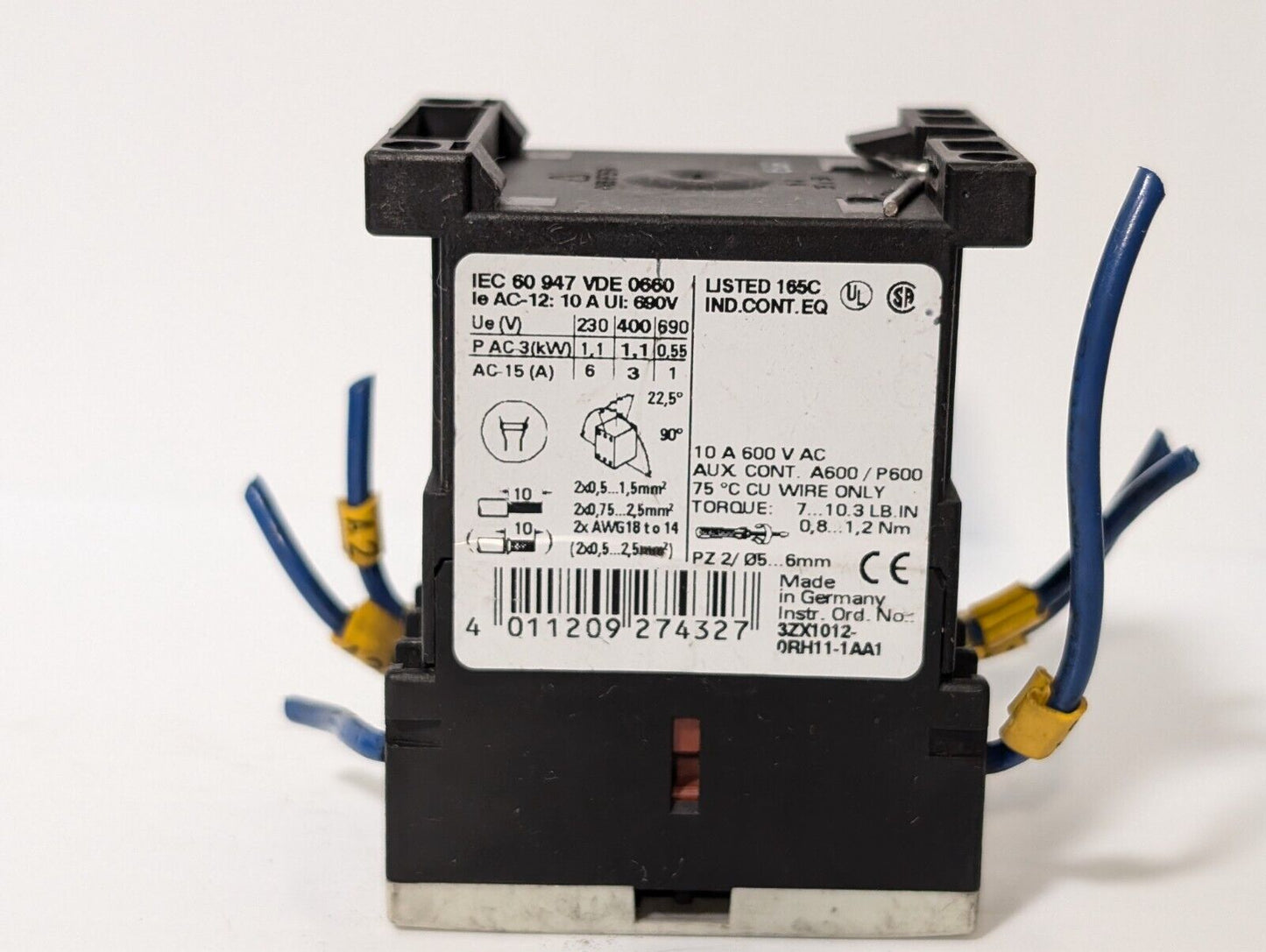 (13) Siemens Sirius 3RH1131-1BB40 Auxiliary Contactor 6A 24V 1.1kW 3 Pole Coil