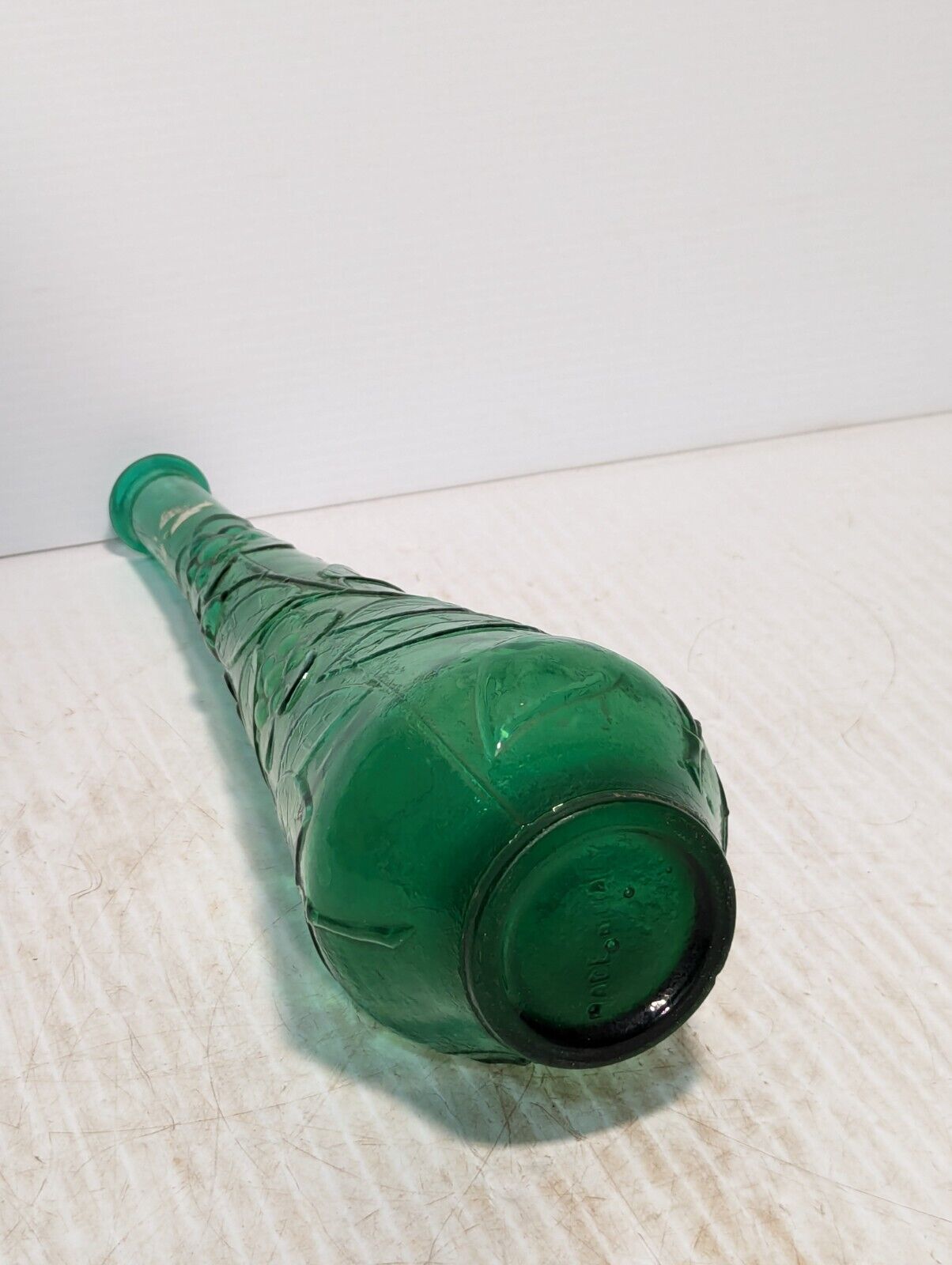 Vintage MCM Green Empoli Bottle Decanter Butterfly and Flowers - Free Ship