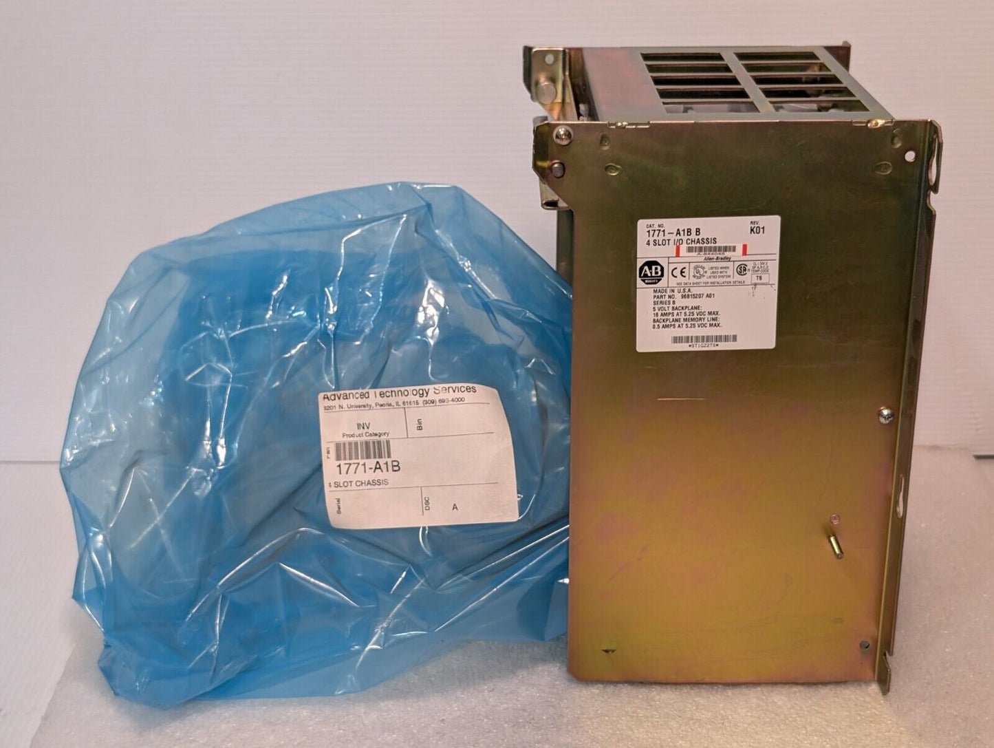 Allen Bradley 1771-A1B PLC I/O Chassis, 4 Slot, Series B - Free Shipping