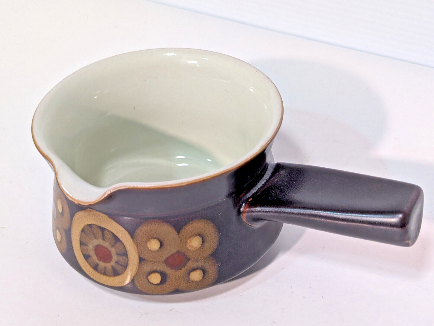 Vintage 60s Denby Arabesque Stonewear Cheese Pot Sauce Gravy Boat Tea Crock Dish