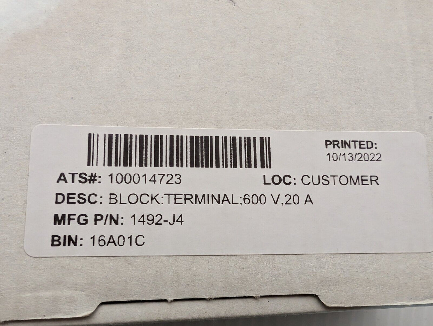100 PCS Allen Bradley 1492-J4 Feed-Through Terminal Block, 4 mm - Free Shipping