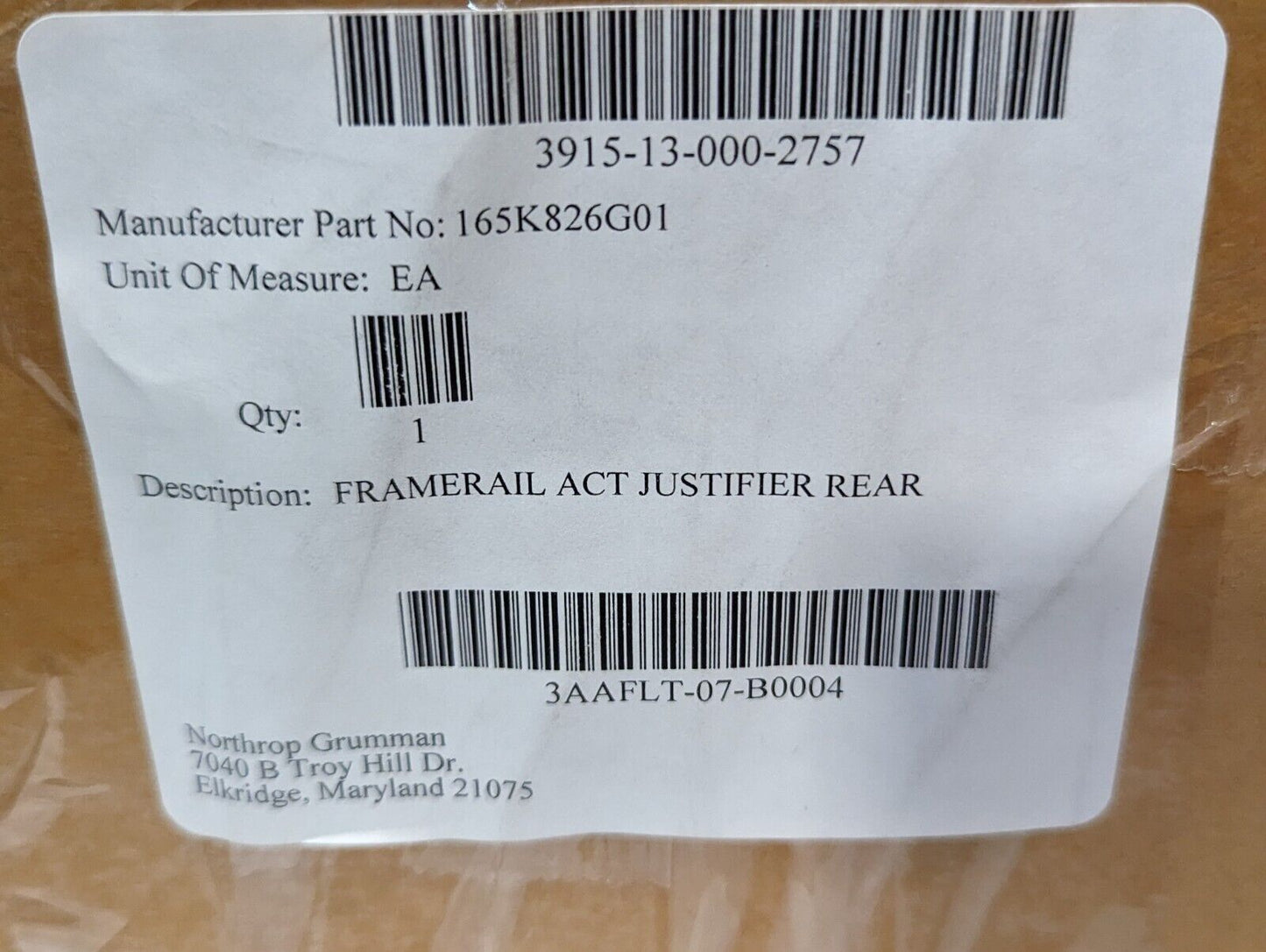 3915-13-000-2757 165K826G01 Framerail Act Justifier (Rear) - Free Shipping