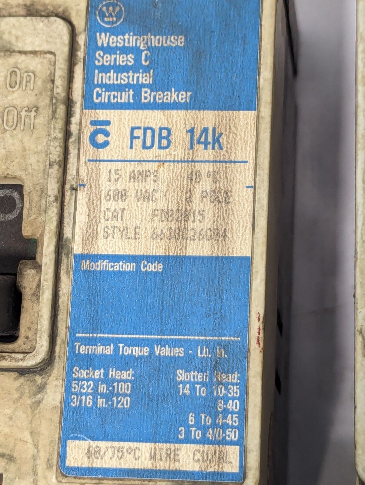 Westinghouse FDB2015 Circuit Breaker 15A, 600vac, 2-Pole - Free Shipping