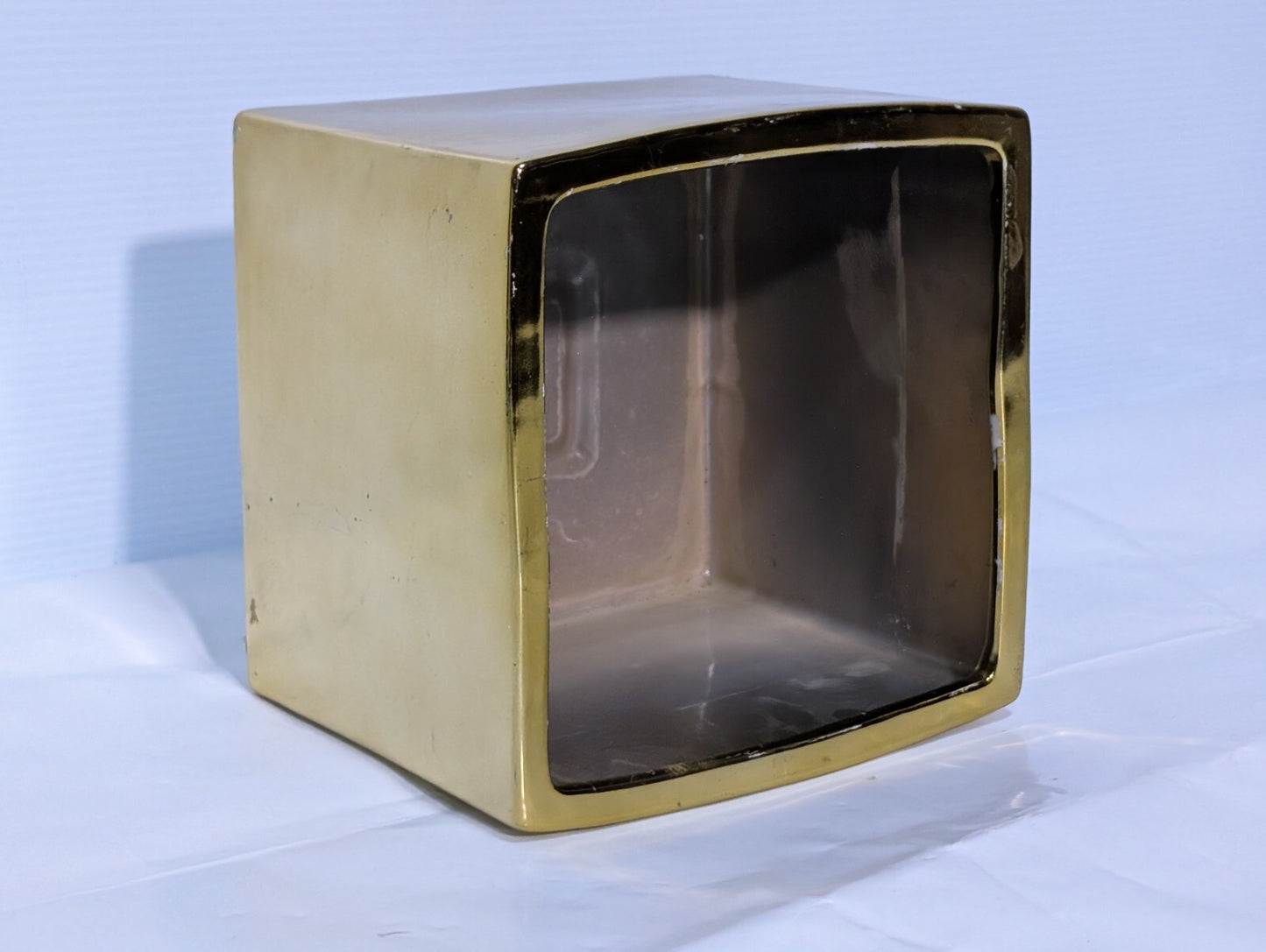 UCI Handcrafted Square Planter, Gold, 7.5" Wide x 7.5" Deep x 6.5" Tall