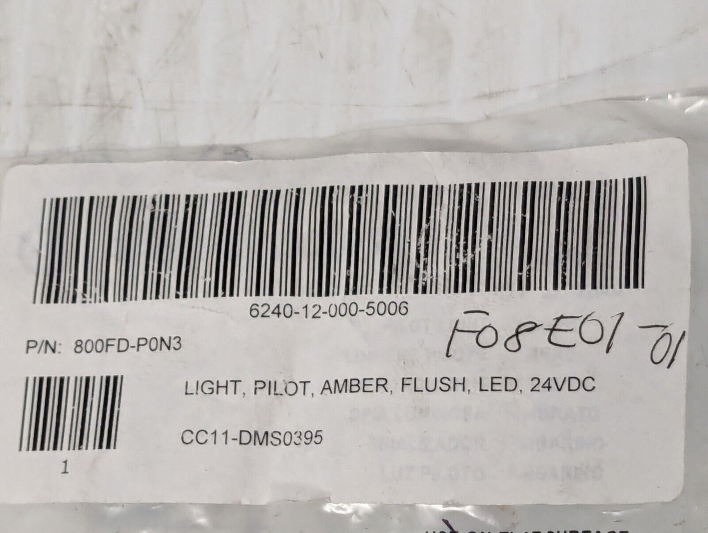 800FD-P0N3 Allen Bradley Flush Led Amber Pilot Light 24 VDC - Free Shipping