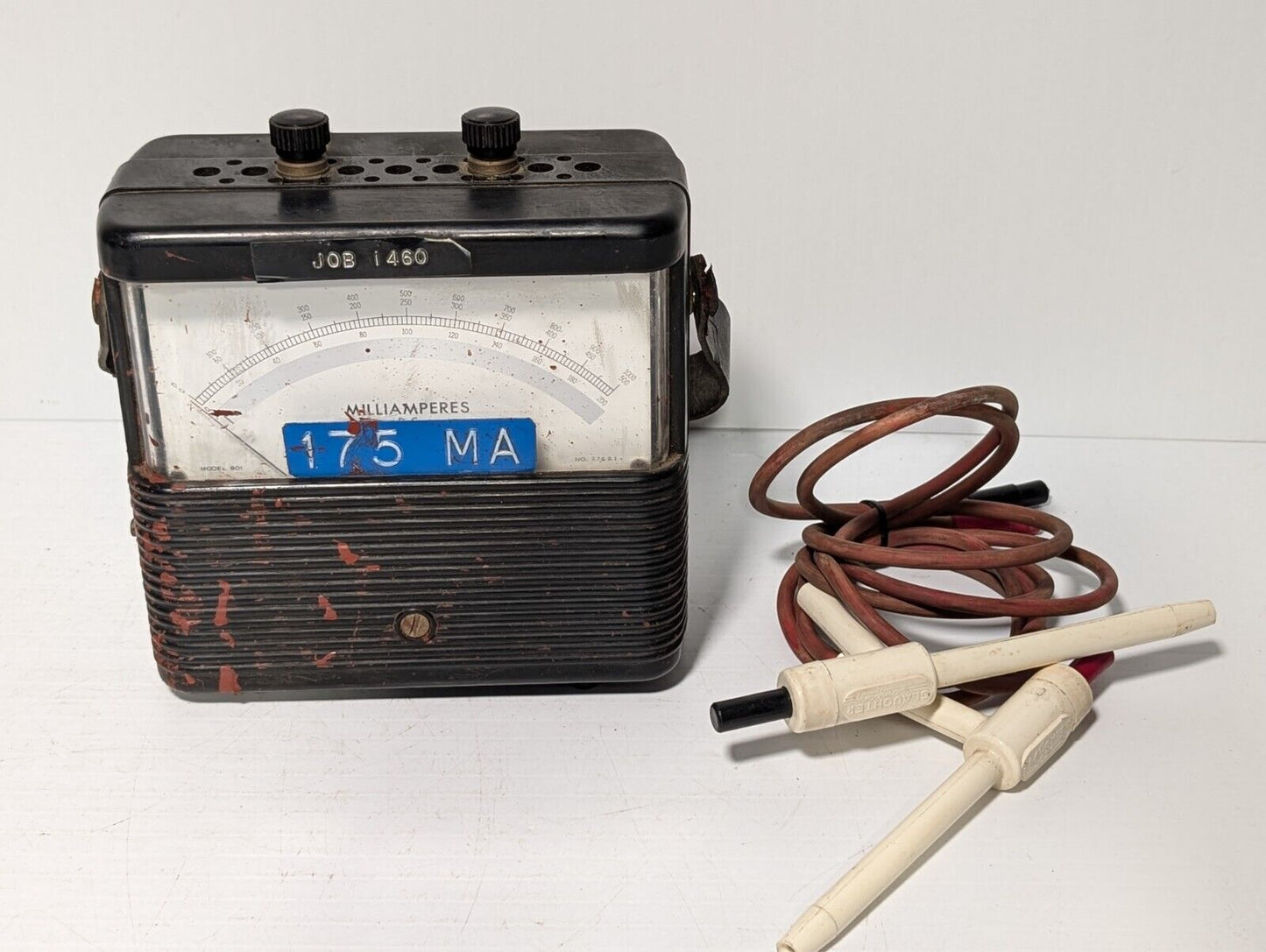 Weston 901 DC milliammeter, 0-1000mA, with probes and leather handle as pictured