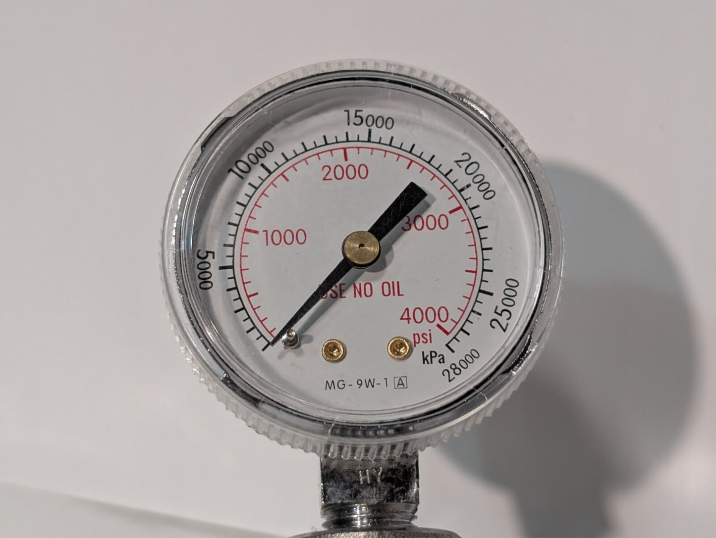 2 Western Medical MG-9W-1 Pressure Gauges on Metal Gas Pipe Cable