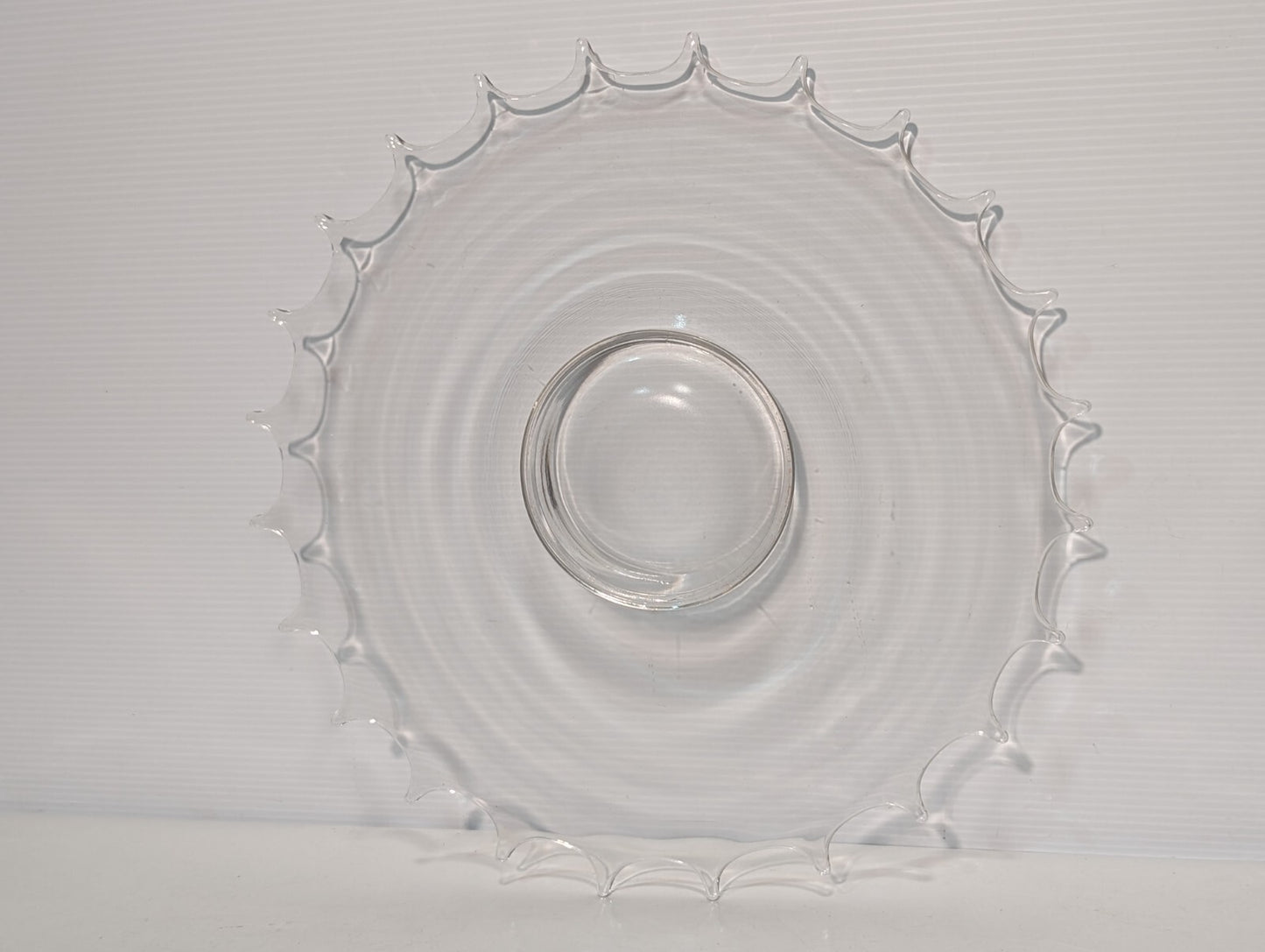 Vintage Glass Serving Platter \ Dish, 24 Point, 16.5" Wide, Clear