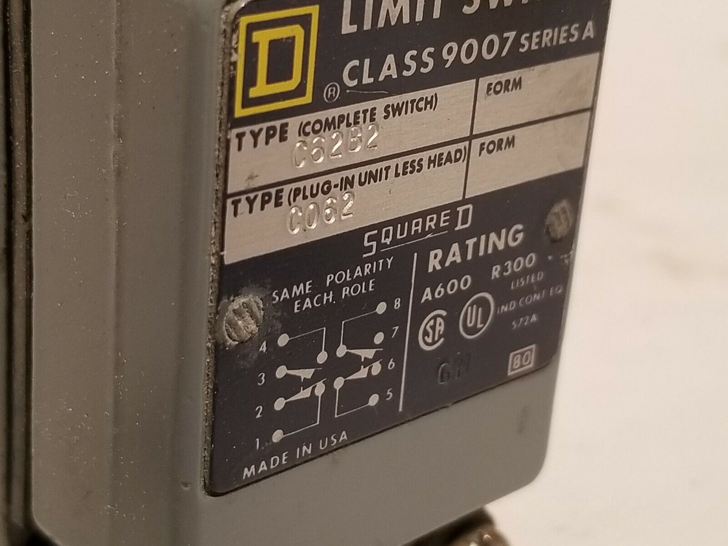 Square D limit switch class 9007, 9007C6232