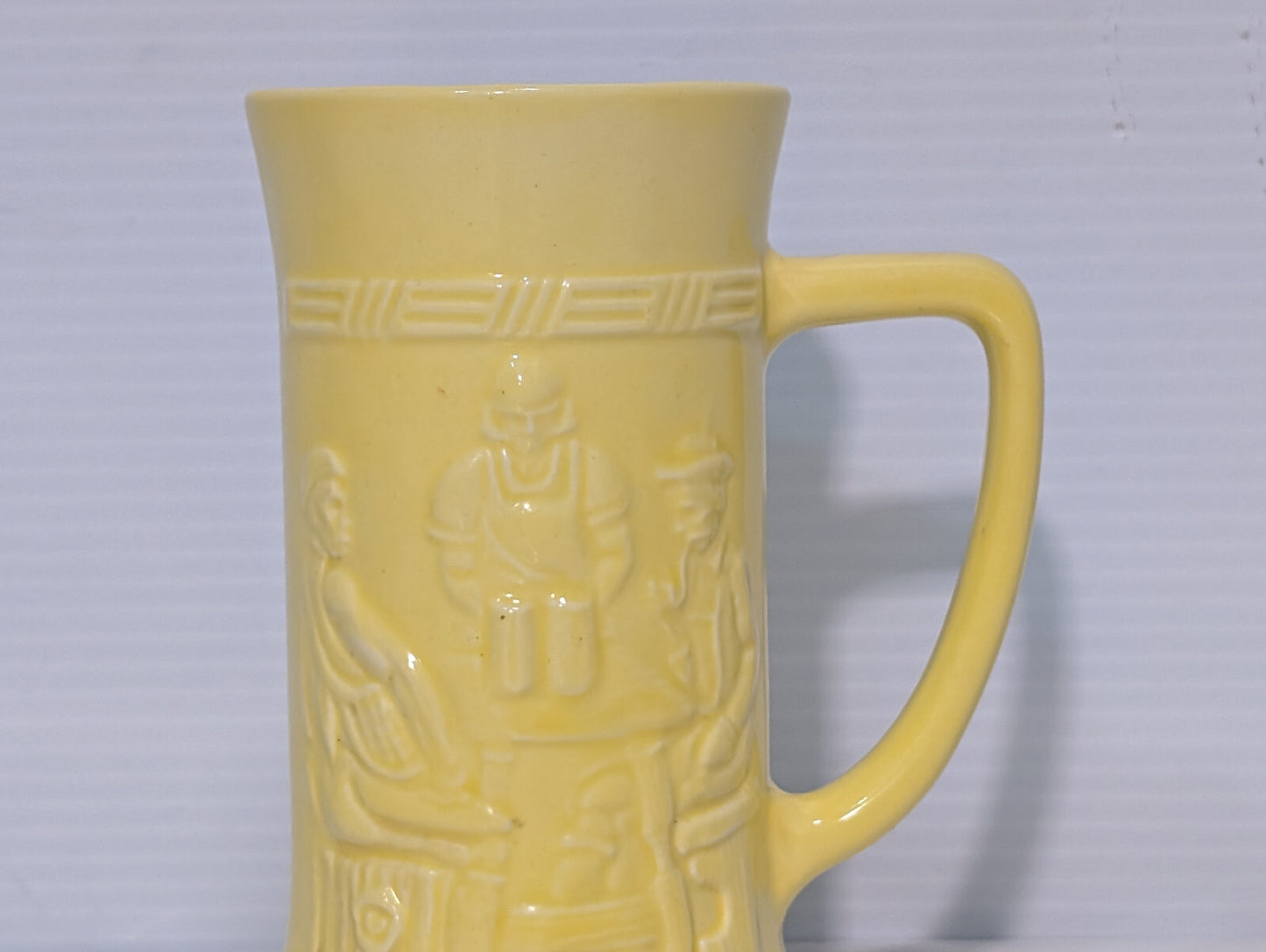 Vintage Yellow Glazed Beer Stein Coffee Mug Pub Federal Milk Glass