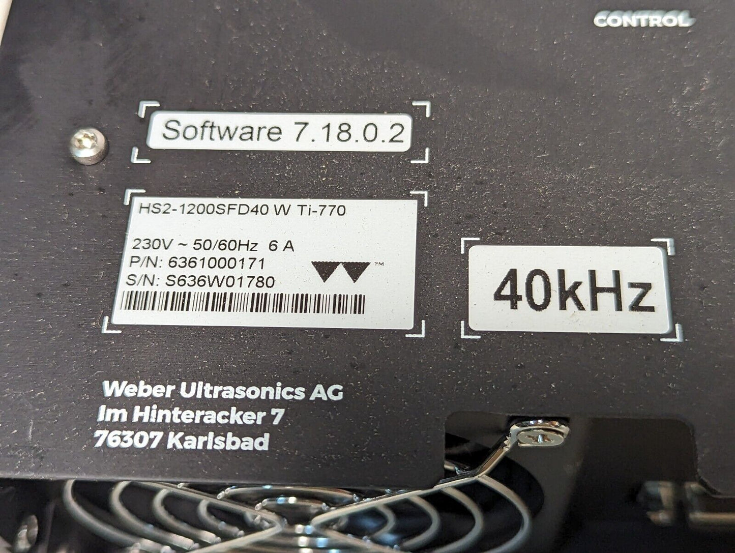 Weber Ultrasonics HS2-1200SFD40 W Ti-770 Sonic Digital HS, 40kHz, 230VAC