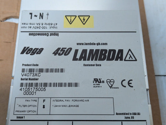 TDK-Lambda Vega 450 Multiple Output Modular Power Supply V4073XC-Free Ship+'Turn