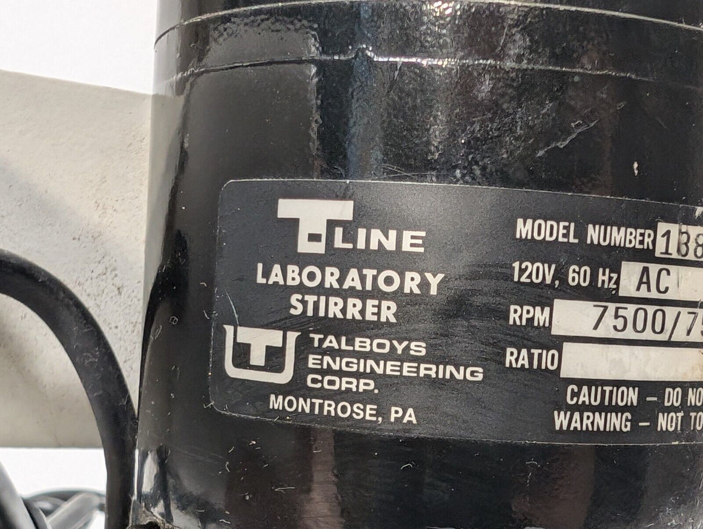 Talboys T-Line Model 138C Laboratory Stirrer, 120vac, 7500/750rpm, 2.75A, 1/8hp