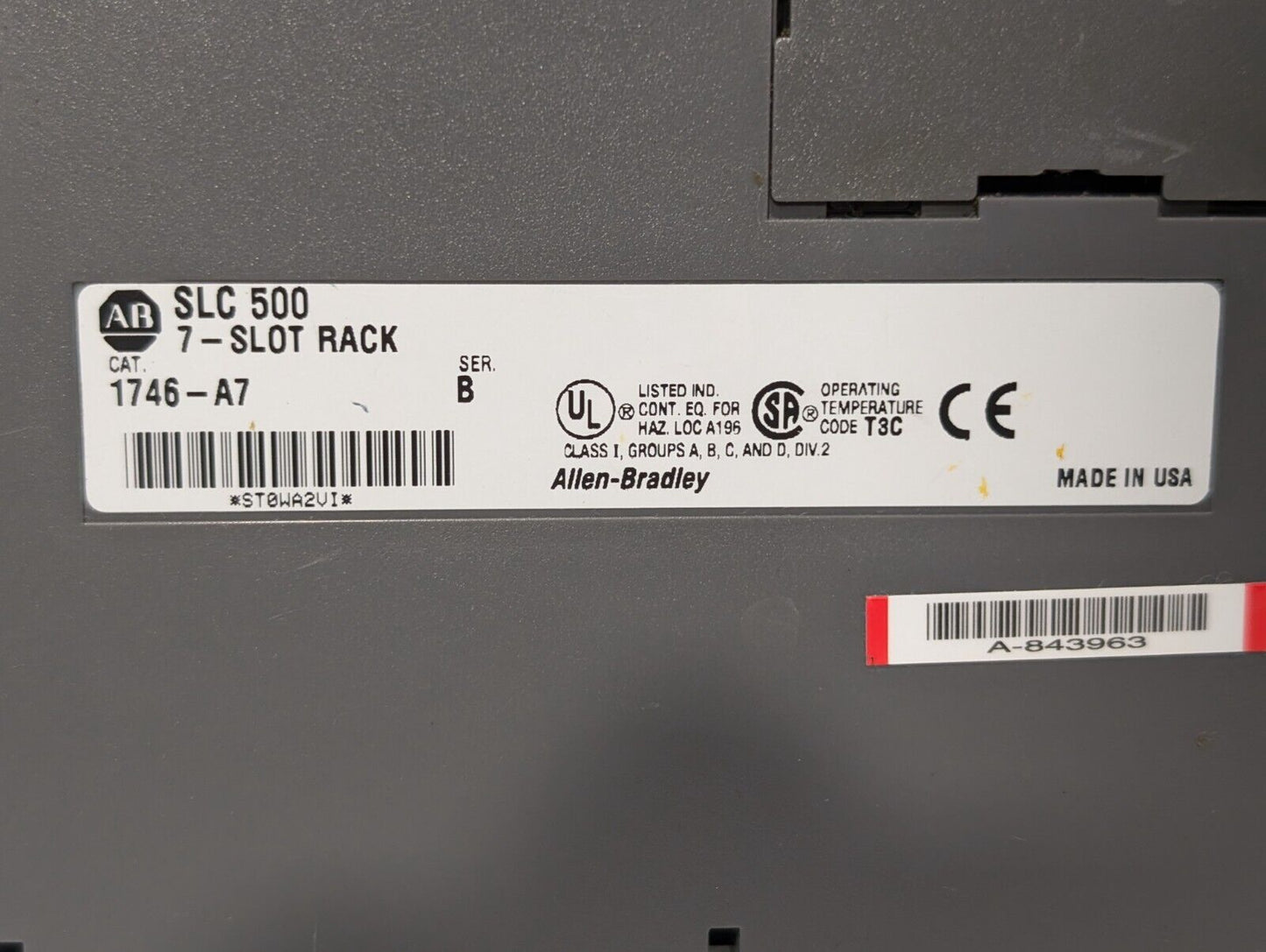 Allen Bradley 1746-A7/B - 7 Slot SLC 500 Chassis, Series B