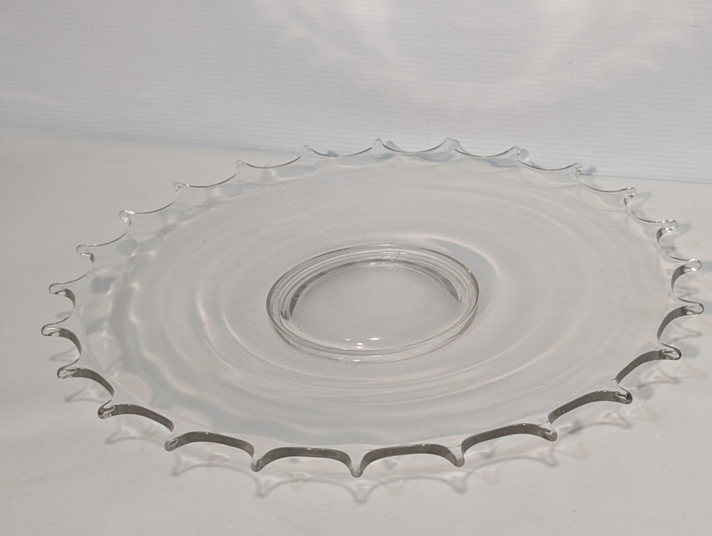 Vintage Glass Serving Platter \ Dish, 24 Point, 16.5" Wide, Clear