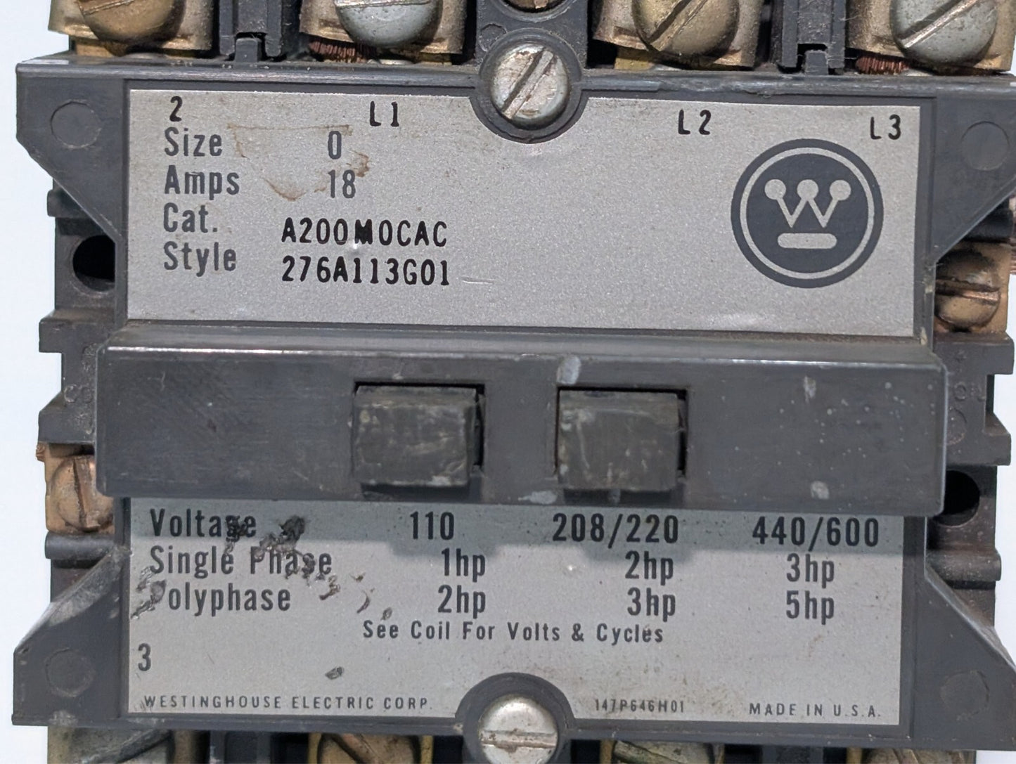 Westinghouse A200M0CAC Size 0 3-Pole Motor Starter