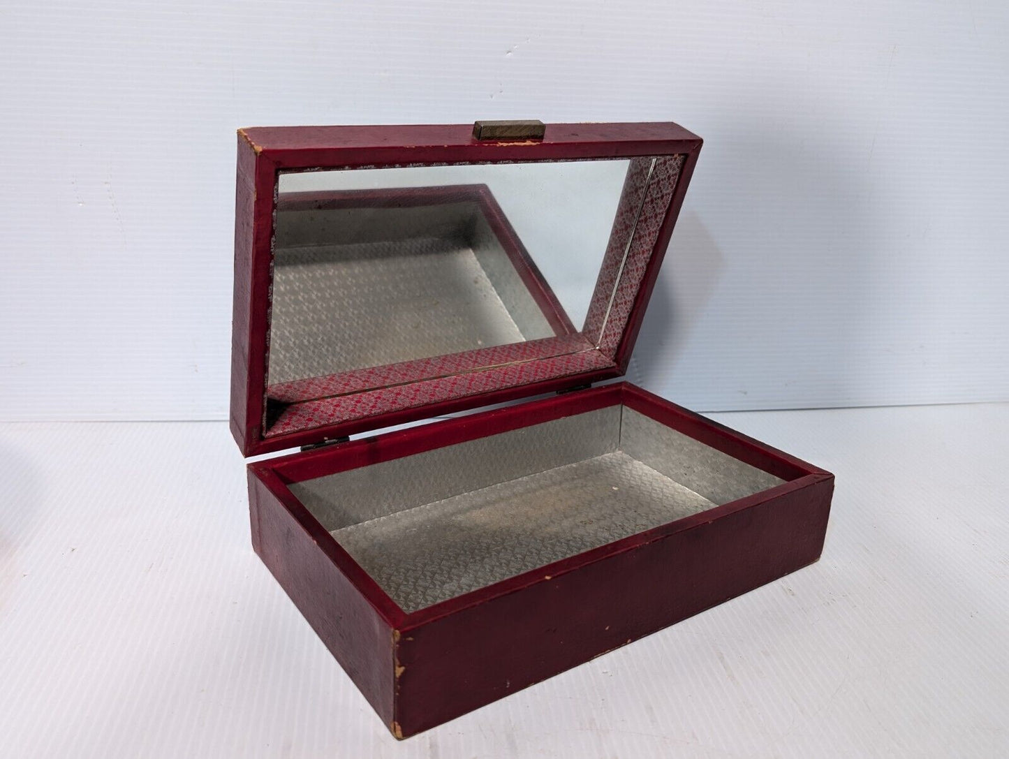 Vintage Jewelry Storage Deep Red, Jewelry Box w/ Vanity Mirror - Free Shipping