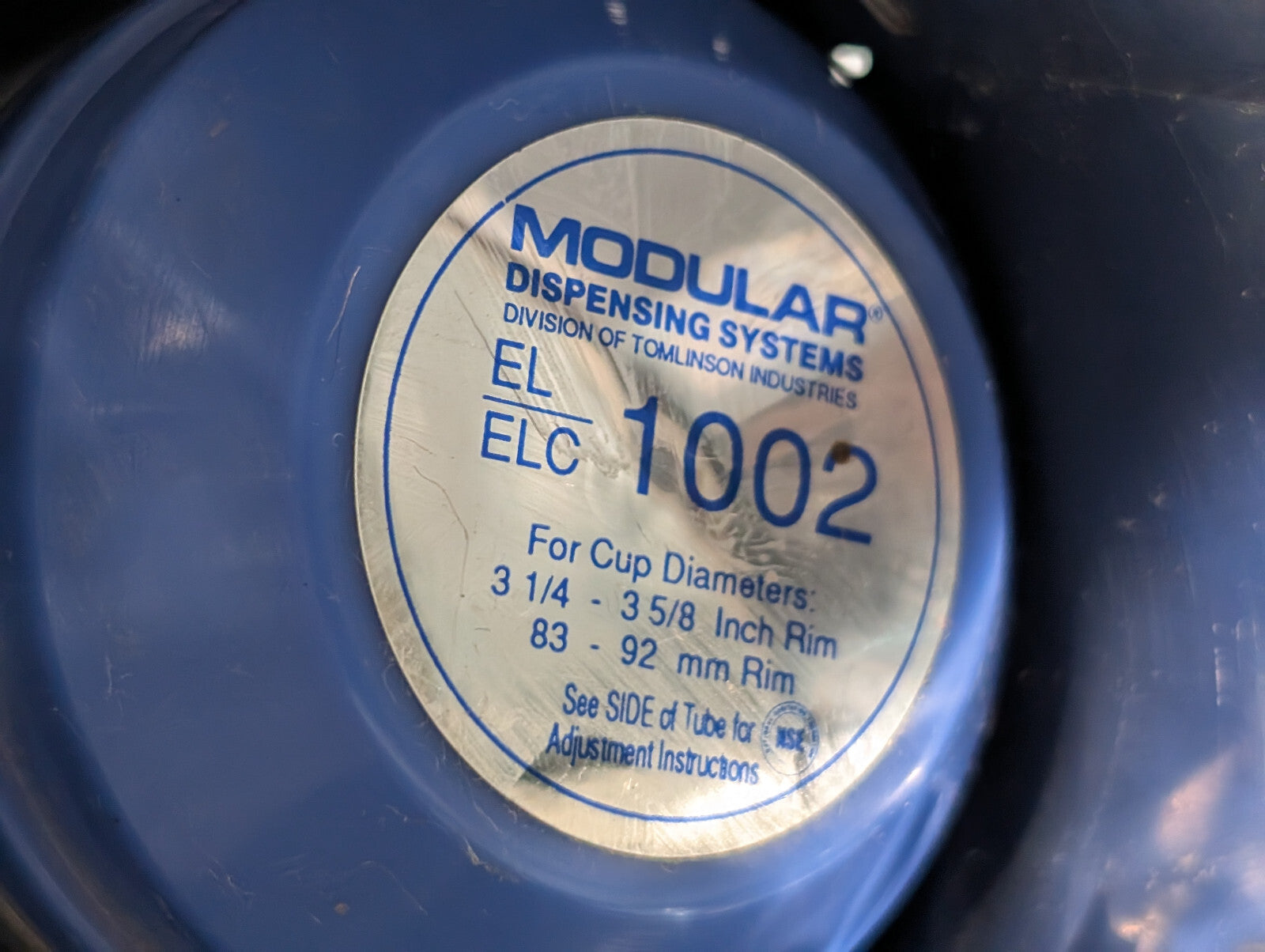 Tomlinson Modular Dispensing EL/ELC 1002 Cup 3-1/4"-3-5/8" Rim Size Dispenser SS