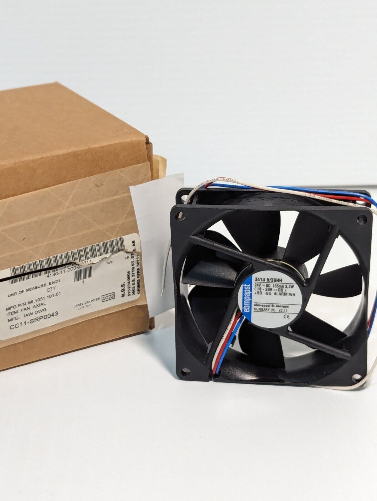 IAW DWG 619-249, Cooling Fan, Ebm Papst 3414N/39HH Axial - Free Shipping