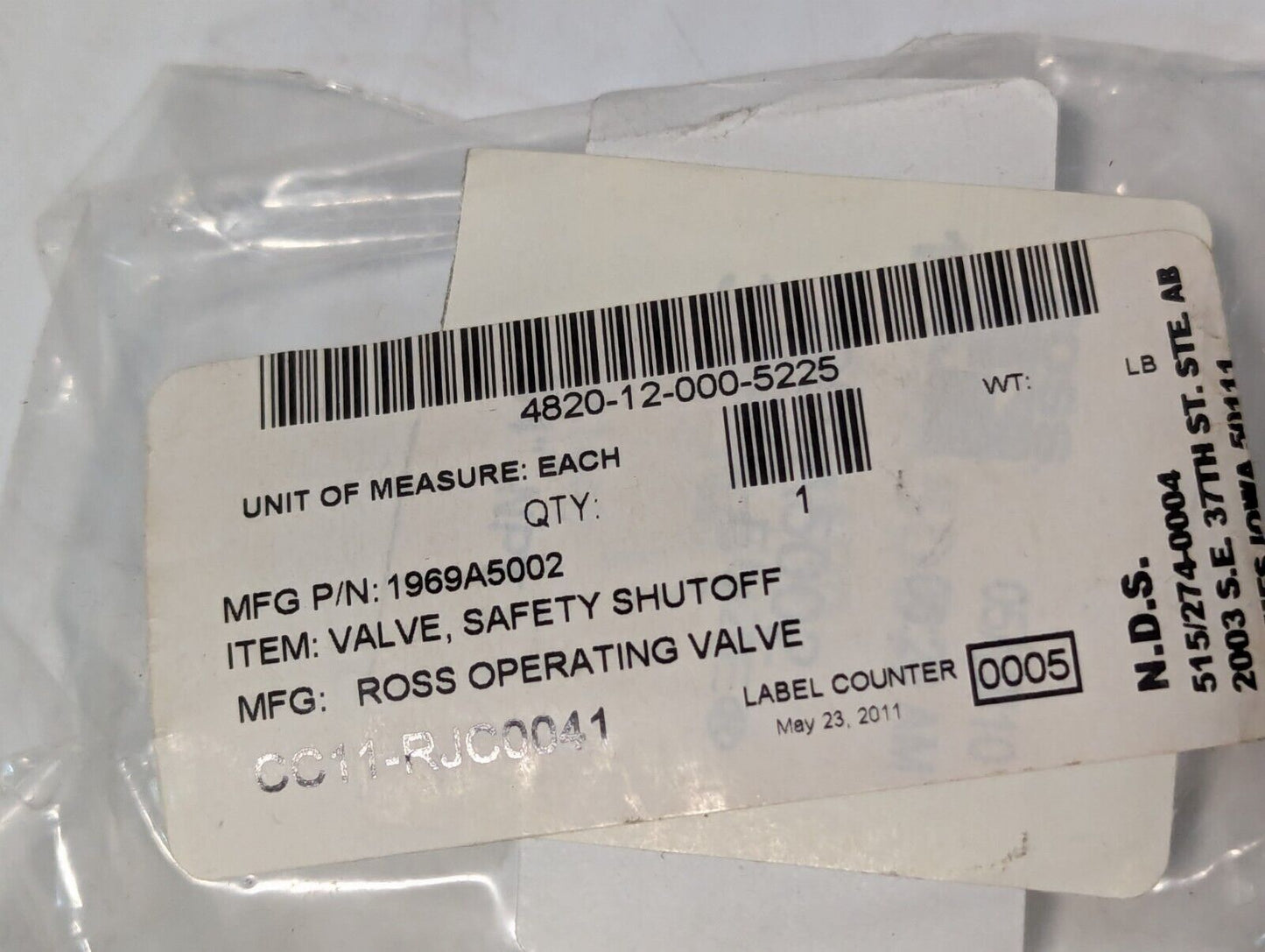 Ross Hoze Fuze 1969A5002 Safety Shut Off Valve 260 PSI - Free Shipping
