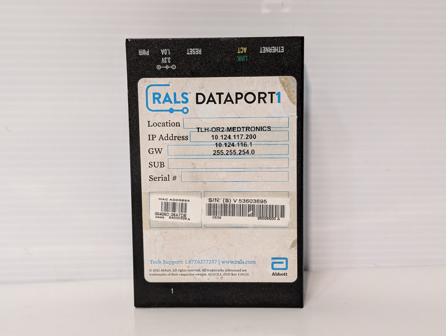 Abbott Rals Dataport 1 Digi One Real Port 50000723-01W Ethernet, Power Supply