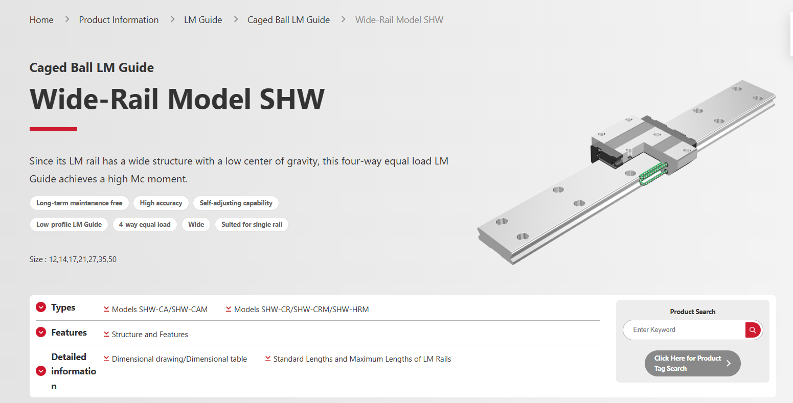 THK SHW17CR2UUM + 310L Caged Ball Linear Motion Guide Wide-Rail - Free Ship