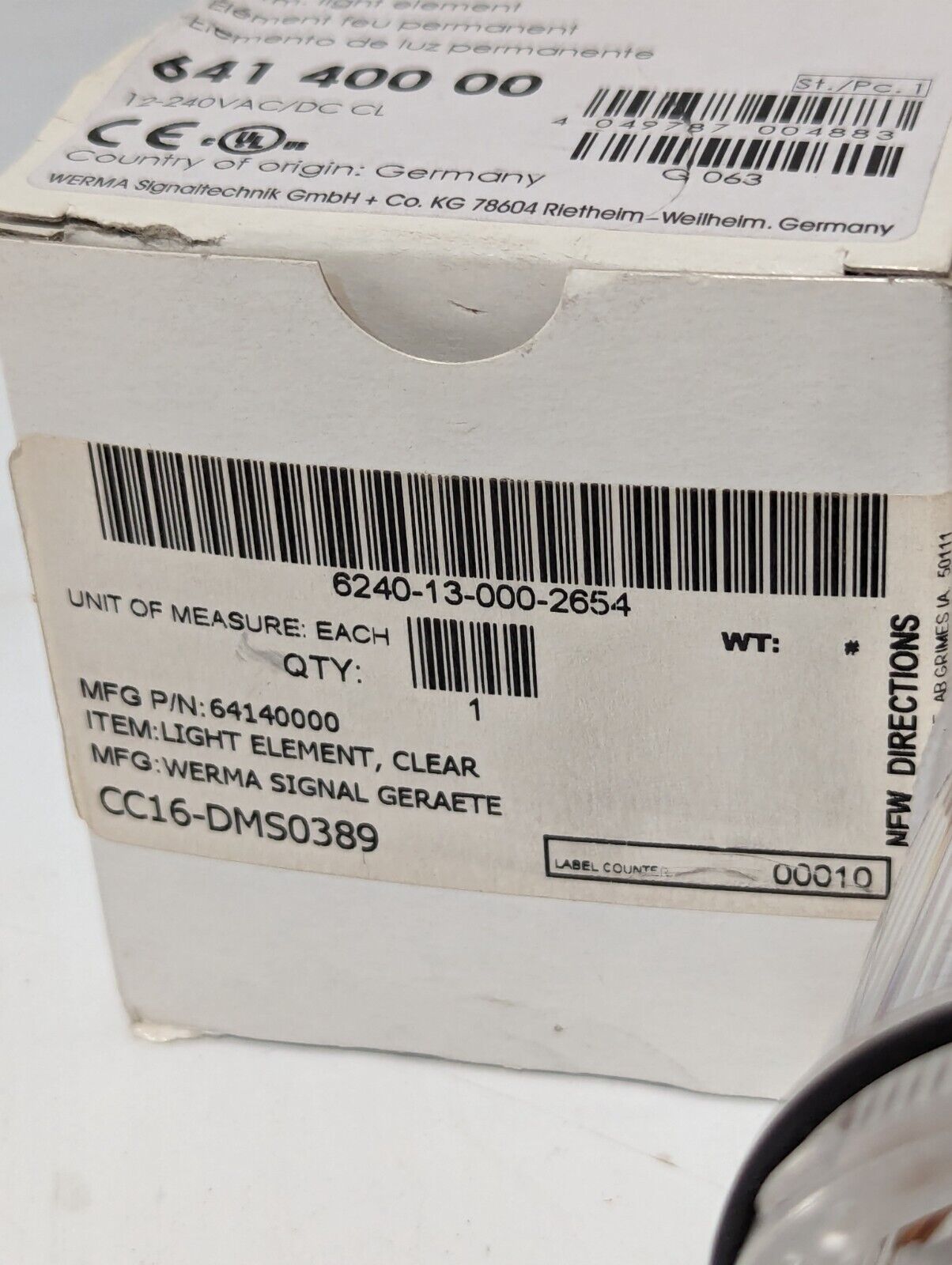 Werma 641 400 00 Incandescent Clear Signal Tower Light - Free Shipping