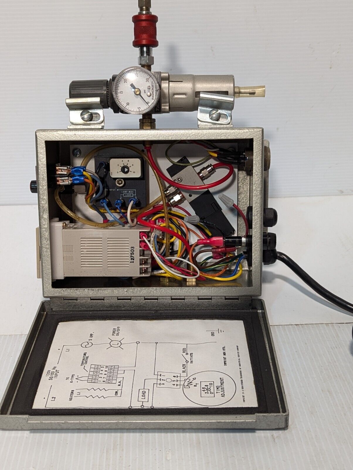 Custom hot stamper control box with Omron E5CS controller, Taiyo USFR-06 filter