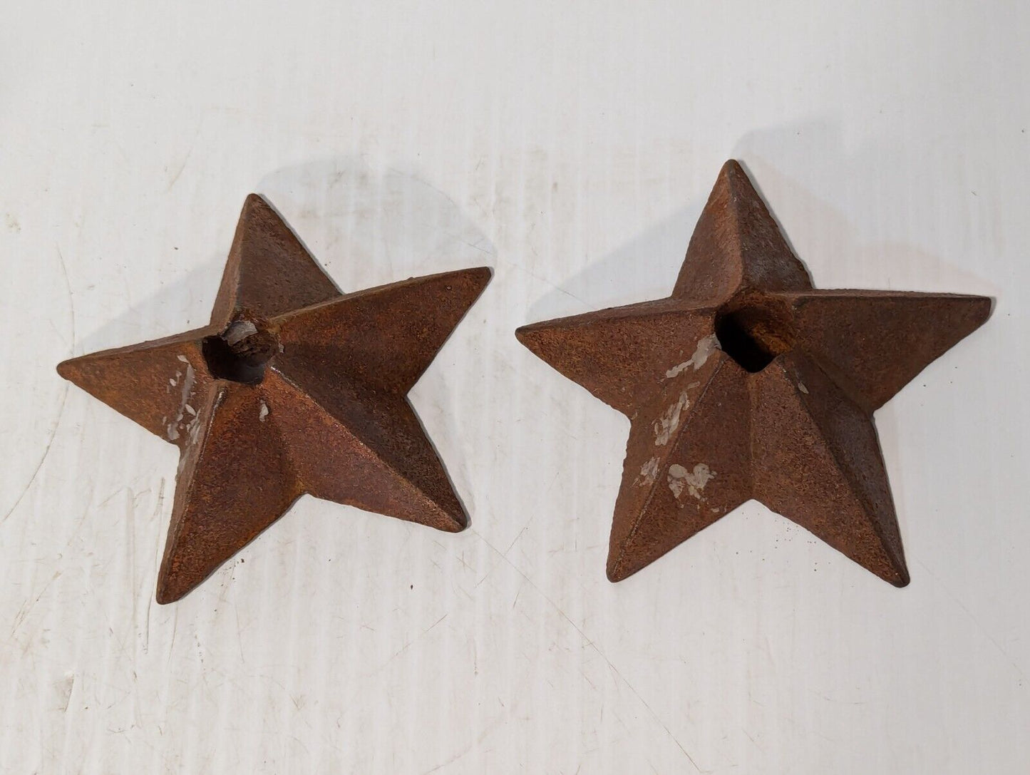 Set of 2 Antique Star-Shaped Rustic Christmas Candle Holders - Free Shipping