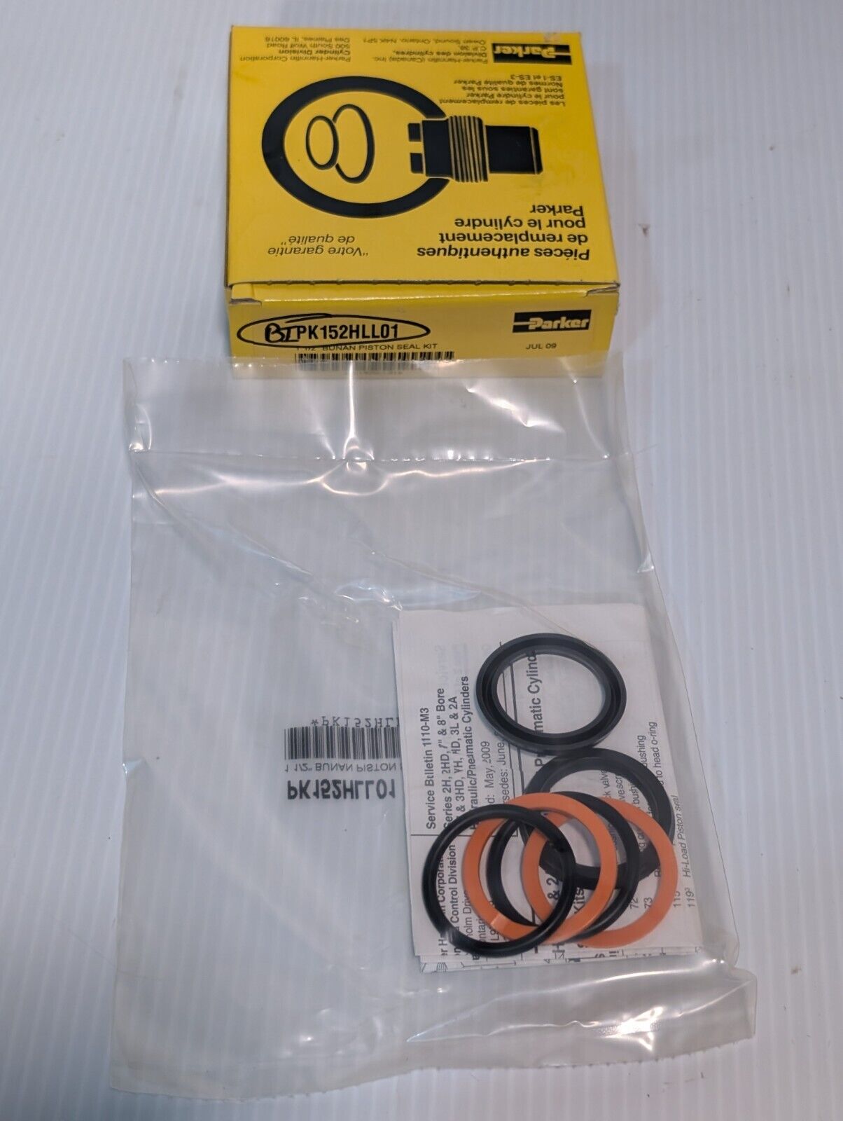 (Lot of 2) Genuine Parker PK152HLL01, 1-1/2" Bunan Piston Seal Kit - Free Ship