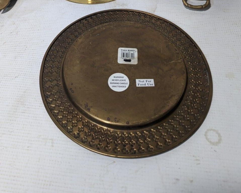 Vintage Bar Hammered Brass Drinks Tray, 9 inch diameter - Free Shipping
