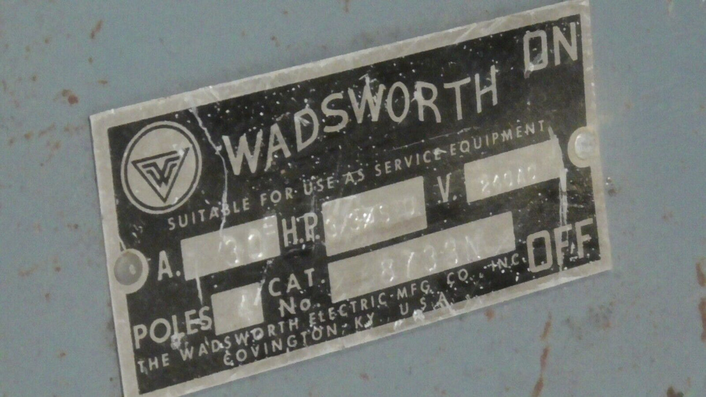 Wadsworth 8733N service disconnect, 30 Amp, 240 VAC, 4 poles