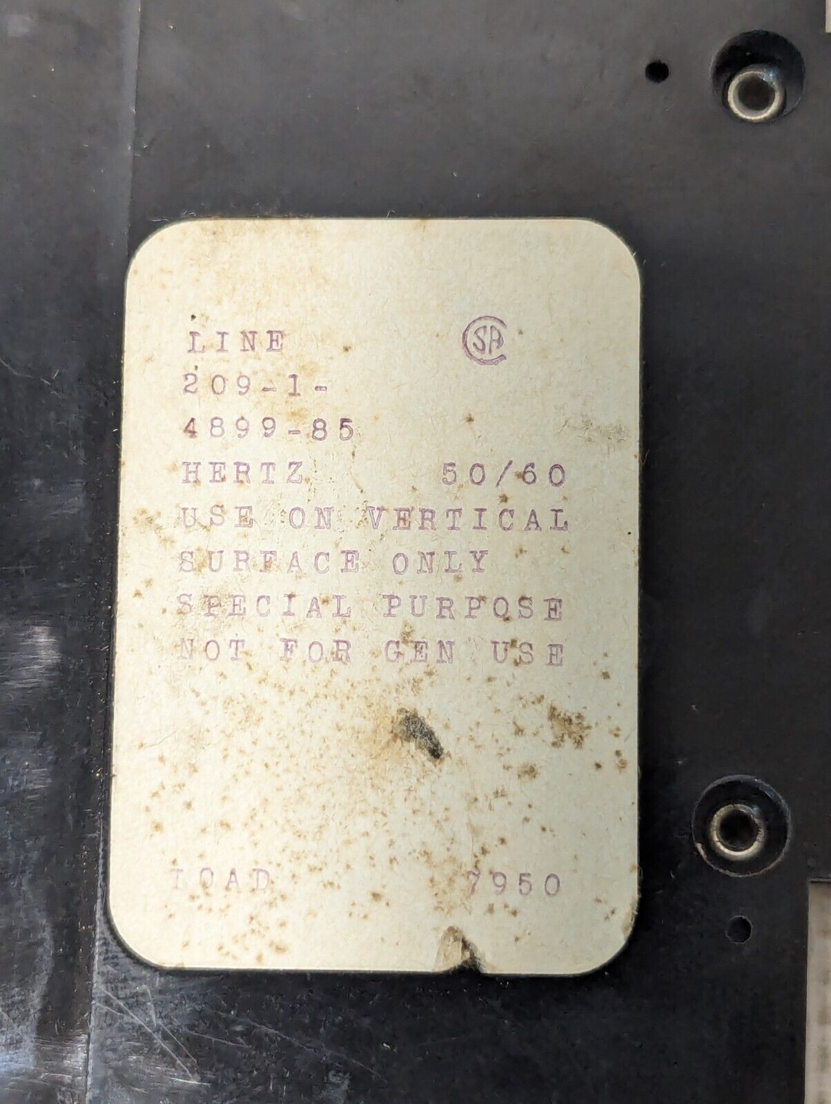 Airpax 209-1-4899-85 Specialty Circuit Breaker, 85A 1P 120/240VAC- Free Shipping