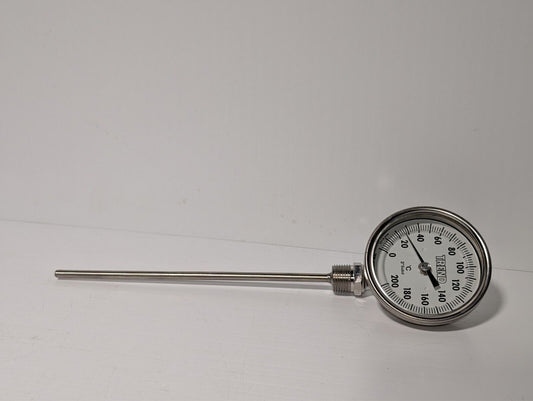 Trend CR3107C bimetal thermometer, 0-200 deg C, 2 deg subd., 3" face, 9" probe