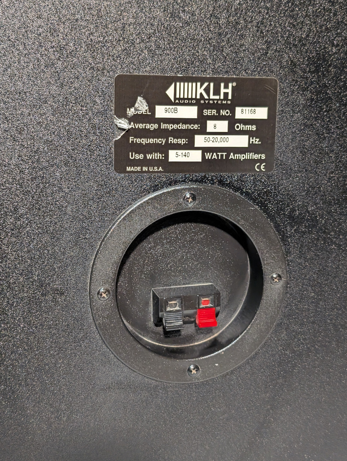 Vintage KLH 900B Black Woodgrain Shelf Speakers, 80Ohm, 50-20kHz, for 5-140W Amp