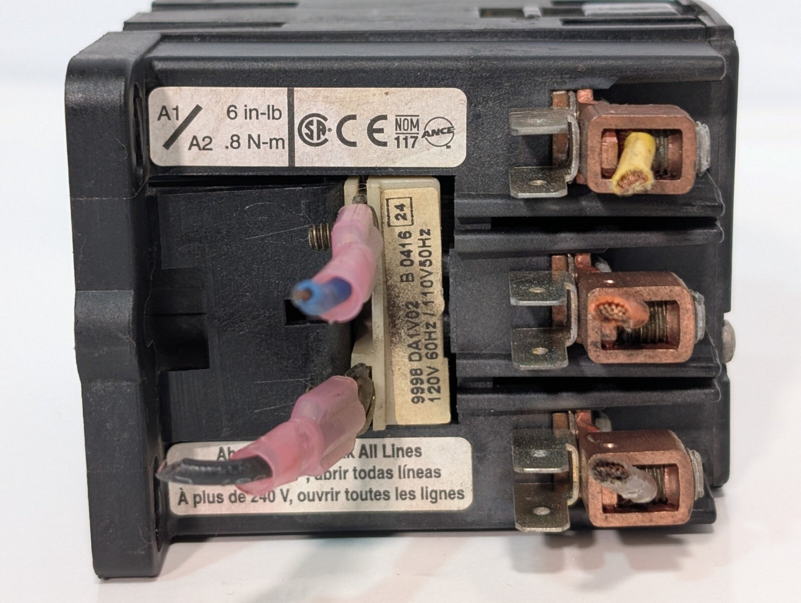 Square D 8910DPA43 Definite Purpose Contactor 50A Res, 40A, 3 Pole, Box Lug Term